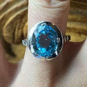 Sky Blue Topaz Sterling Silver Ring Size 8.75